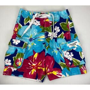 VTG Y2K Abercrombie & Fitch floral Hawaiian cargo swim trunks board shorts, XS